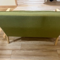 ニトリ　　天然木フレームソファ　布張り　グリーン　の画像