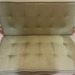 ニトリ　　天然木フレームソファ　布張り　グリーン　の画像