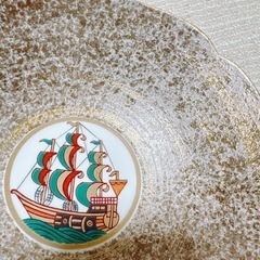 大皿　和食器　南蛮柄　南蛮渡来絵の画像