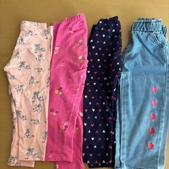 【90サイズ】女の子　洋服まとめ売り　ダウンジャケット、パンツ、インナーの画像