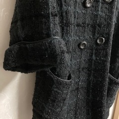JILL STUART ラメ入りブラック ツイード ノーカラーコート Mの画像
