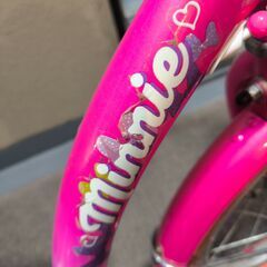 【引取のみ】幼児用自転車 16インチ ミニーマウス 補助輪･両側スタンド付属の画像