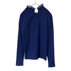 【美品】INGNI イング パール×シアーフリル リブニット ネイビー 濃紺 Ｍの画像