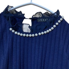 【美品】INGNI イング パール×シアーフリル リブニット ネイビー 濃紺 Ｍの画像