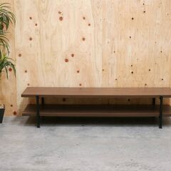 ≪zyt2640ジ限≫ TV台/ローボード インダストリアルデザイン　　　オープンボード/ステイン風/ウォールナット風/おしゃれ/中古家具/リユースストレージ仙台 071130-02の画像