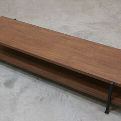 ≪zyt2640ジ限≫ TV台/ローボード インダストリアルデザイン　　　オープンボード/ステイン風/ウォールナット風/おしゃれ/中古家具/リユースストレージ仙台 071130-02の画像