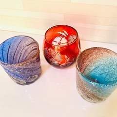 琉球グラス　切子？グラス　ロックグラス　美品　お洒落の画像