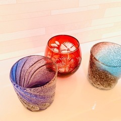 琉球グラス　切子？グラス　ロックグラス　美品　お洒落の画像