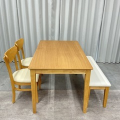 KL-5【新入荷　アウトレット品】シールズ135 ベンチダイニング4点セット　ナチュラルの画像