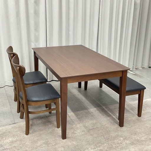 KL-6【新入荷　アウトレット品】シールズ135 ベンチダイニング4点セット　ブラウン