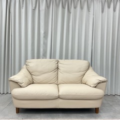 KL-7【新入荷　リサイクル品】イタルソファ　総本革　2シーターソファ　ベージュの画像