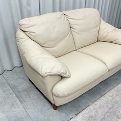 KL-7【新入荷　リサイクル品】イタルソファ　総本革　2シーターソファ　ベージュの画像