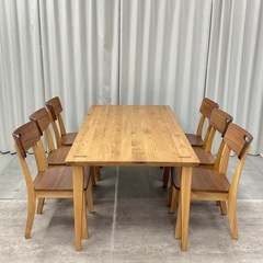 KL-9【新入荷　アウトレット品】シャルム180 オーク無垢材　ダイニング7点セット　ナチュラル×ブラウンの画像