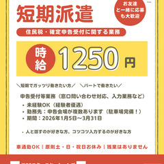 【期間限定！人気の行政派遣！】住民税や確定申告の受付等に関する業務