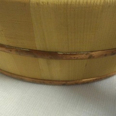 中古 木製 寿司桶 直径約30cm 銅縁の画像
