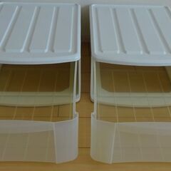 アイリスオーヤマ　収納ボックス 引き出しケース 白／クリア　２個の画像