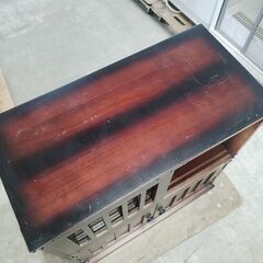 民芸調階段箪笥『中古、扉一枚ガラス無し』の画像