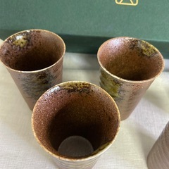 未使用　前畑陶器　古窯の旅コップ　5個セット　湯呑み　の画像