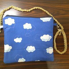 【ハンドメイド】ショルダーポーチ（青）の画像