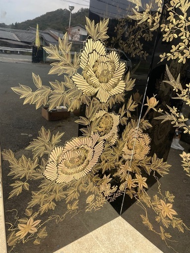 希少　輪島塗　パーテーション　衝立　屏風　作家物　在銘　沈金 蒔絵