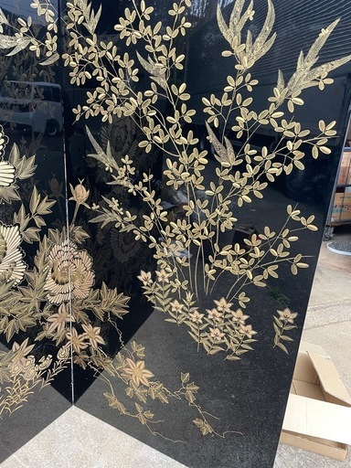 希少　輪島塗　パーテーション　衝立　屏風　作家物　在銘　沈金 蒔絵