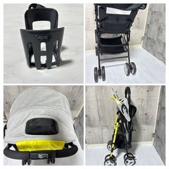 【決まりました 】美品 軽量ベビーカー 赤ちゃん グッズ キャリー リッチェル カンガループラス グレー イエロー の画像