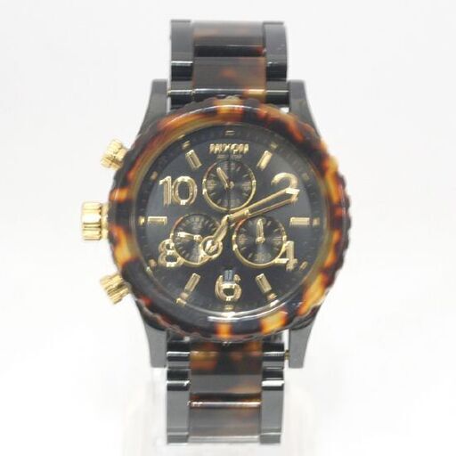 動作品 NIXON 42-20 CHRONO クオーツ式腕時計 9時側リューズ デイト 24時間針 スモセコ タートイズ柄 25年12月電池交換 札幌市 清田区 平岡