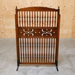 ≪zyt2643ジ≫ オールドカリモク パーテーション コロニアルシリーズ 昭和レトロ/衝立/間仕切り/ヴィンテージ家具/中古家具/リユースストレージ仙台 071211-02の画像