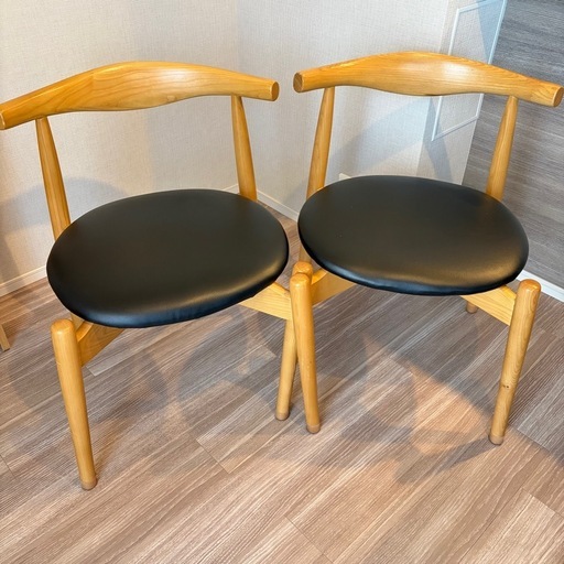 河口家具　PVC座面　北欧　木製　ダイニングチェア