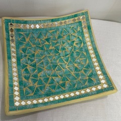 アジアンデザイン　モザイクトレイ　グリーンの画像