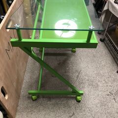 配送可　インテリアにもなるコンパクトでオシャレなパソコンデスク　強化ガラス＋メタルフレーム　中古美品　の画像