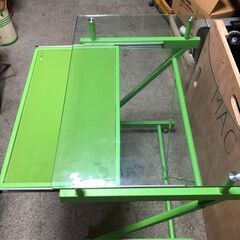 配送可　インテリアにもなるコンパクトでオシャレなパソコンデスク　強化ガラス＋メタルフレーム　中古美品　の画像