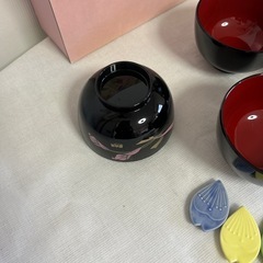未使用　桂由美　漆器椀５客セットとお箸・箸置きの画像