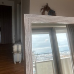 鏡　ホワイト　木目　姿見の画像