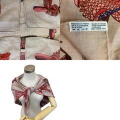 エルメス HERMES ストール カレジェアン パスモントリー PASEMENTERIE 紐飾り  大判スカーフ ショール レッドの画像