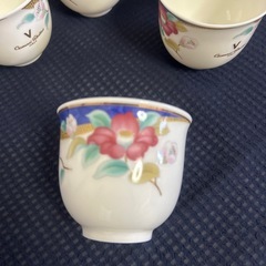 未使用　VALENTINO 椿 湯飲み 5個セット　茶托おまけ付きの画像