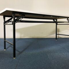 折りたたみテーブル 高脚 ホワイト 長机 W180×D60×H70cm ハイタイプ棚付会議机・ミーティングデスク・イベントテーブル 省スペース収納の画像
