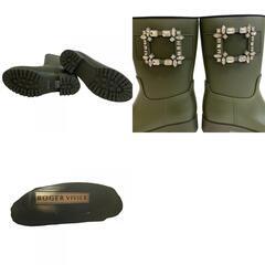 ロジェヴィヴィエ ROGERVIVIER ブーツ テンペット ビジュー ストラスバックル カーキの画像