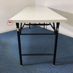 折りたたみテーブル 高脚 ホワイト 長机 W180×D60×H70cm ハイタイプ棚付会議机・ミーティングデスク・イベントテーブル 省スペース収納の画像