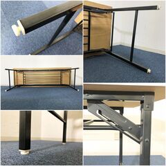 折りたたみテーブル 高脚 ホワイト 長机 W180×D60×H70cm ハイタイプ棚付会議机・ミーティングデスク・イベントテーブル 省スペース収納の画像