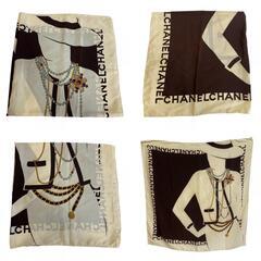 シャネル CHANEL スカーフ シルク100％ マドモアゼル ブラウンの画像