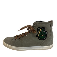 ルイヴィトン LOUIS VUITTON 27 スニーカー ピースサイン ワッペン サイドジップ ハイカット グレーの画像