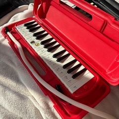 赤、青のメロディオン　ホース付き　二台　黒は口無しの画像