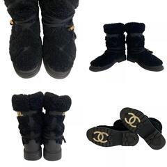 シャネル CHANEL 23.5 ブーツ ムートン ブラックの画像
