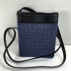 全体美品 BVLGARI ブルガリ ロゴマニア デニム ショルダーバッグ スマホショルダー サコッシュ 男女兼用 ユニセックスBVLGARI の画像