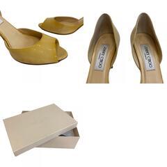 ジミーチュウ JIMMY CHOO 23.5 パンプス オープントゥヒール イエローの画像