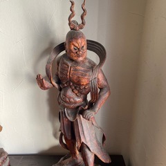 創作品 木彫り 仏像 仁王像（金剛力士像）阿吽　の画像