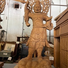 不動明王立像　２体　高さ67cm 仏教美術 仏像 木彫 寺院の画像