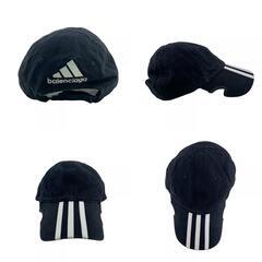 バレンシアガ BALENCIAGA キャップ 3本 ストライプ アディダス ベースボールキャップ 712160 ブラックの画像