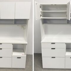 ニトリ キッチンボード エトナ 幅105 耐震ロック フルスライドレール ホワイト レンジ台 食器棚 中古家具 店頭引取歓迎 R10292の画像